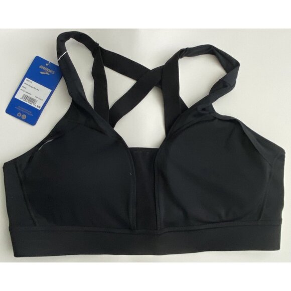 Brooks Size XL Drive Plunge Run Sports Bra Black Compressive Mesh Strappy Back - Picture 5 of 10